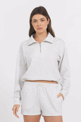 Varsity Grey Cloud Quarter Zip | Vintage Havana Clothing