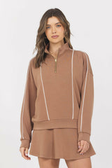 Cloud w/ Piping Quarter Zip | Vintage Havana Clothing