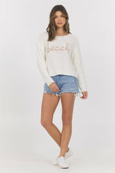 Long Sleeve Sweater w/ Embroidery "Beach" | Vintage Havana Clothing