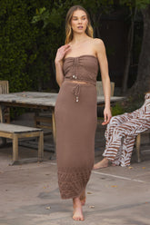 Pecan Crochet Maxi Skirt | Vintage Havana Clothing