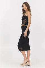 Black Crochet Floral Rib Tube Top | Vintage Havana Clothing