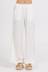 Washed Linen Wide Leg Pants w/ Whip Stitch | Vintage Havana Clothing
