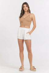 Washed Linen Shorts w/ Whip Stitch | Vintage Havana Clothing