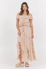 Champagne Toast Ruffle Off Shoulder Top | Vintage Havana Clothing