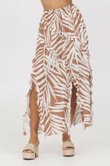 Printed Rayon Ruffle Maxi Skirt | Vintage Havana Clothing