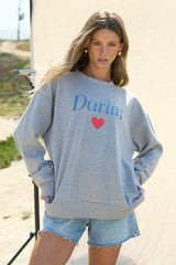 "Darlin" Heather Grey Surf Wash Crewneck | Vintage Havana Clothing