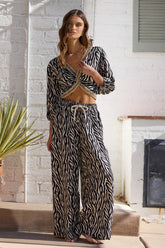 Animal Print Twist Top + Pant 2-Piece Set | Vintage Havana Clothing