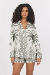 Border Print Top + Shorts 2-Piece Set | Vintage Havana Clothing