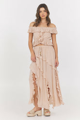 Champagne Toast Ruffle Top + Skirt 2-Piece Set | Vintage Havana Clothing