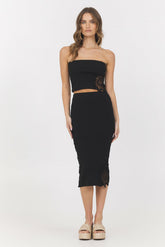 Black Rib Top + Skirt 2-Piece Set | Vintage Havana Clothing
