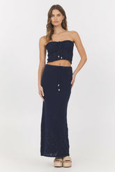 Navy Crochet Top + Skirt 2-Piece Set | Vintage Havana Clothing