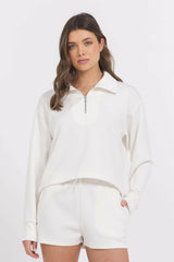 Egg Shell Cloud Shorts + Quarter Zip 2-Piece Set | Vintage Havana Clothing