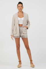 Khaki Tencel Shorts + Blazer 2-Piece Set | Vintage Havana Clothing