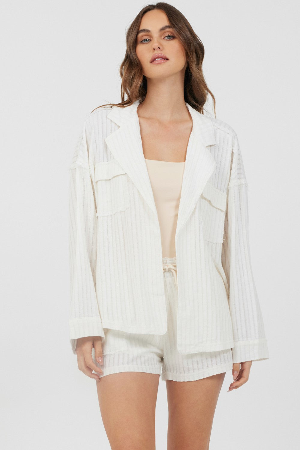 White Cotton Shorts + Blazer 2-Piece Set | Vintage Havana Clothing
