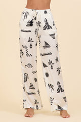 SURF Beach Vibe Printed Satin Wide Leg Pant | Vintage Havana Clothing