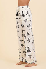 SURF Beach Vibe Printed Satin Wide Leg Pant | Vintage Havana Clothing