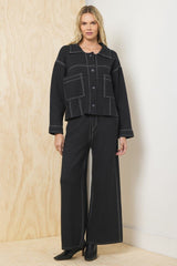 Sweater Jacket w/ Contrast Stitching | Vintage Havana Clothing