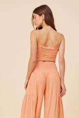 Vintage Havana Casual Tops | Women Peach Cotton Voille Front Button Tank Peach