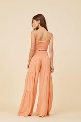 Vintage Havana Casual Tops | Women Peach Cotton Voille Front Button Tank Peach