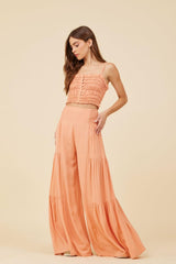 Vintage Havana Casual Tops | Women Peach Cotton Voille Front Button Tank Peach