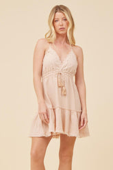 Vintage Havana Dresses | Women Washed Nude Gauze Eyelet Embroidered Dress Washed Nude