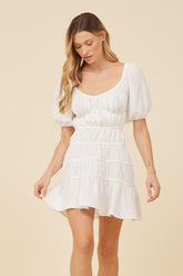 Vintage Havana Dresses | Women White Gauze W/ Jersey Combo Dress White
