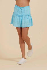 Vintage Havana Kids Bottoms | Women Tropical Blue Textured Gauze Skort Tropical Blue