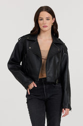 Vintage Havana Outerwear | Women Black Leather Moto Jacket Black