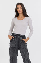 Vintage Havana Tees | Women Heather Grey Seamless Long Sleeve Tee Heather Grey