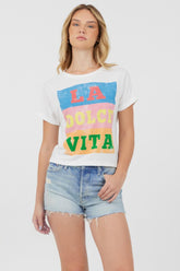 Vintage Havana Tees | Women La Dolce Vita White Destination Printed Tee White