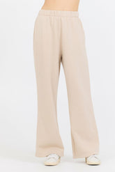 Vintage Havana Wide Leg Pants | Women Vanilla Cream Cotton Blend Fleece Wide Leg Pant Cream