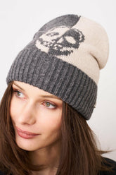 Vintage Havana Winter Hats | Women SKULL PATTERN BEANIE Charcoal