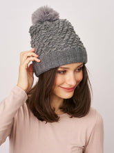 Vintage Havana Winter Hats | Women TURN UP POMPOM HAT - GREY Grey