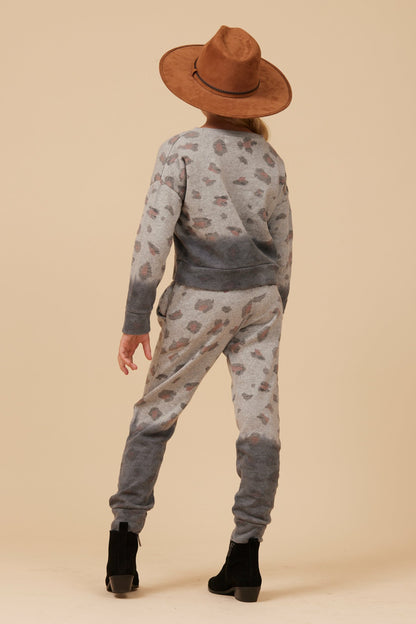 Large Leopard Print Dip Dye Crewneck | Vintage Havana Clothing