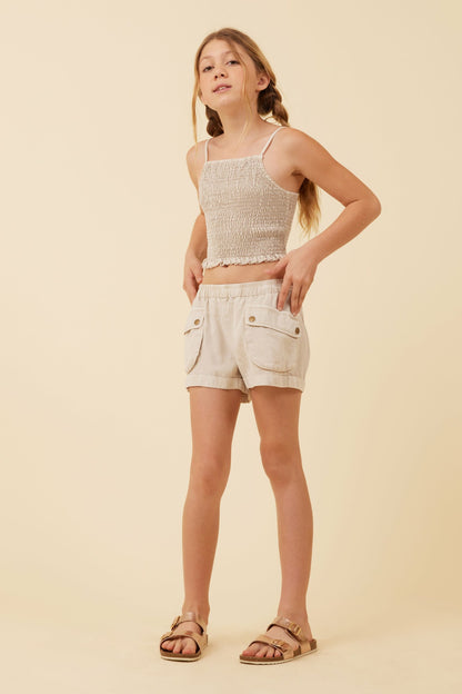Soft Tan Streaky Tencel Rushed Tank Top | Vintage Havana Clothing
