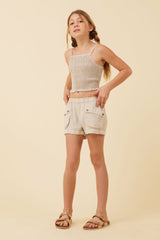Soft Tan Streaky Tencel Rushed Tank Top | Vintage Havana Clothing