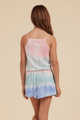 Havana Tie Dye Tie Front Button Up Tank | Vintage Havana Clothing