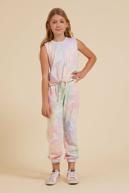 Tropical Summer Tie Dye Tie Front Tank | Vintage Havana Clothing