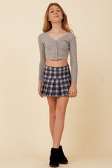 Classic Grey Ribbed Snap Button Cardigan | Vintage Havana Clothing