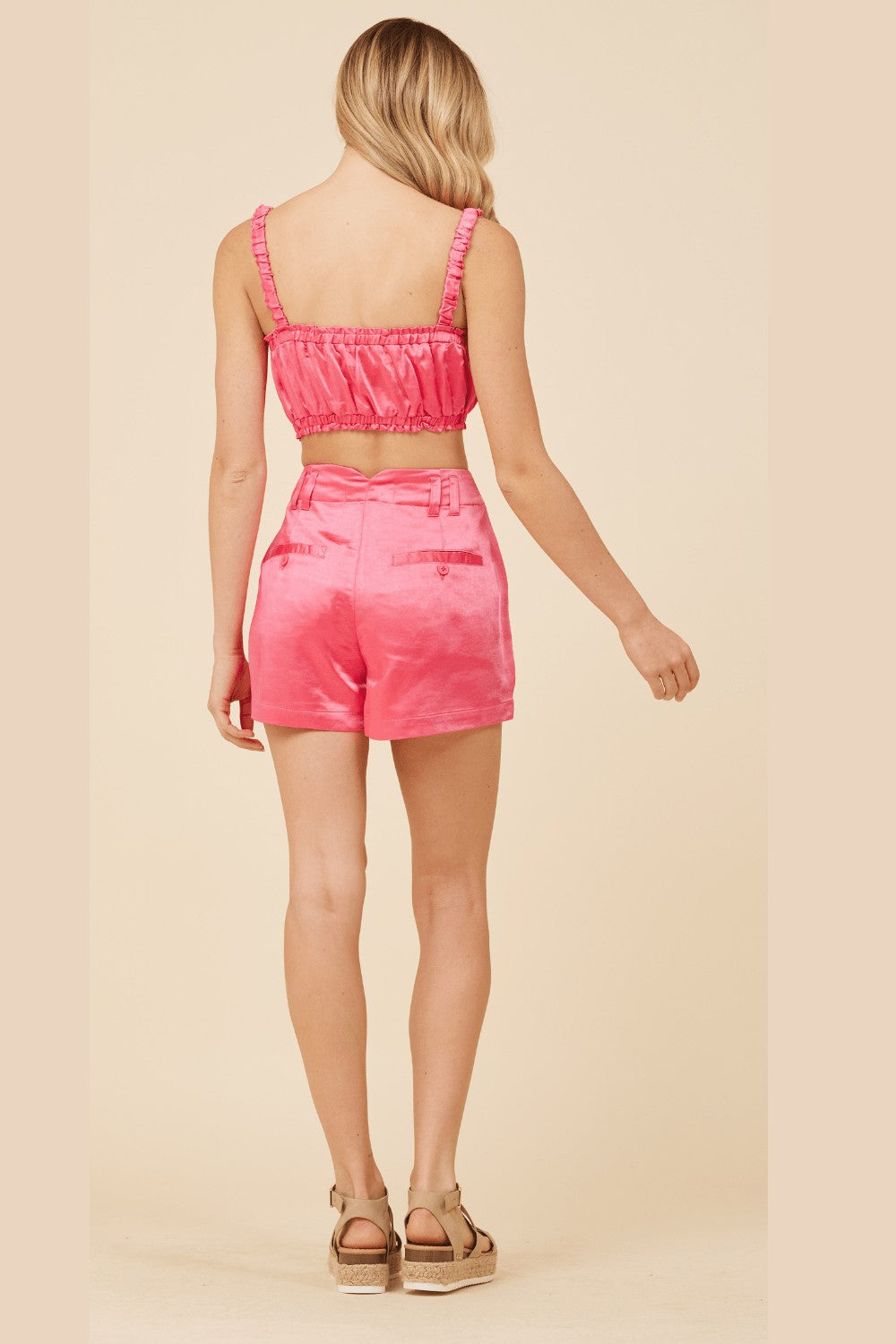 Hot Pink Heavy Satin Bra Top | Vintage Havana Clothing