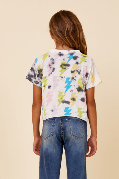 White Allover Lightning Bolt Tee | Vintage Havana Clothing