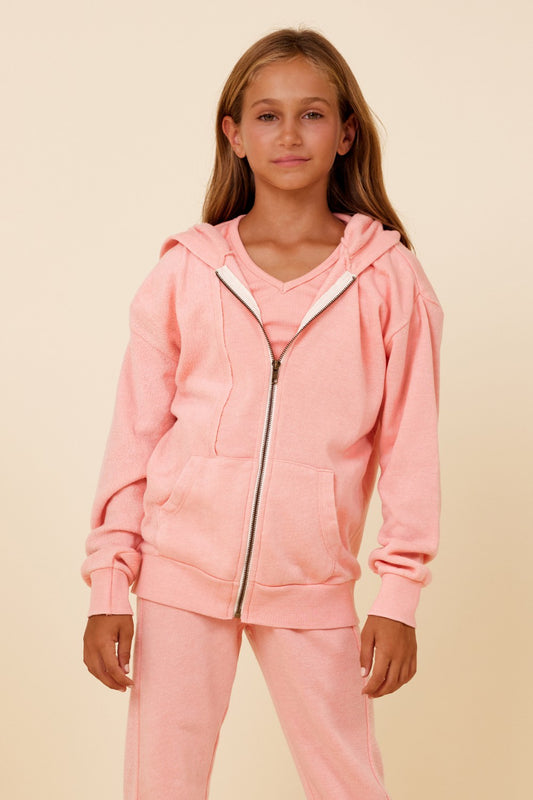 Misty Coral New Burnout Zip Hoodie | Vintage Havana Clothing