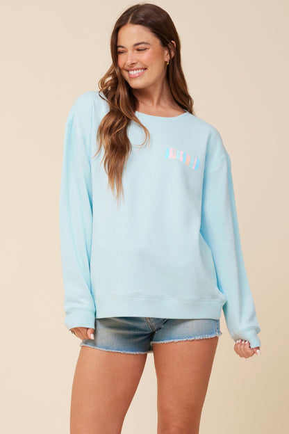 "Bridesmaid" Sea Blue Surf Wash Crewneck Sweatshirt | Vintage Havana Women