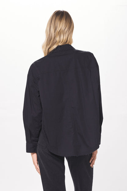 Black Poplin Shirting w/ Rhinestones | Vintage Havana Women