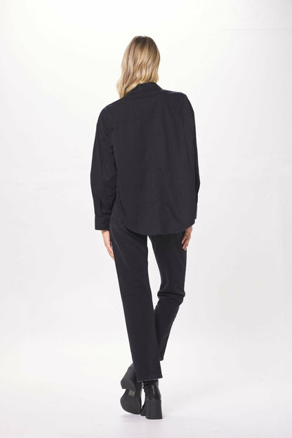 Black Poplin Shirting w/ Rhinestones | Vintage Havana Women