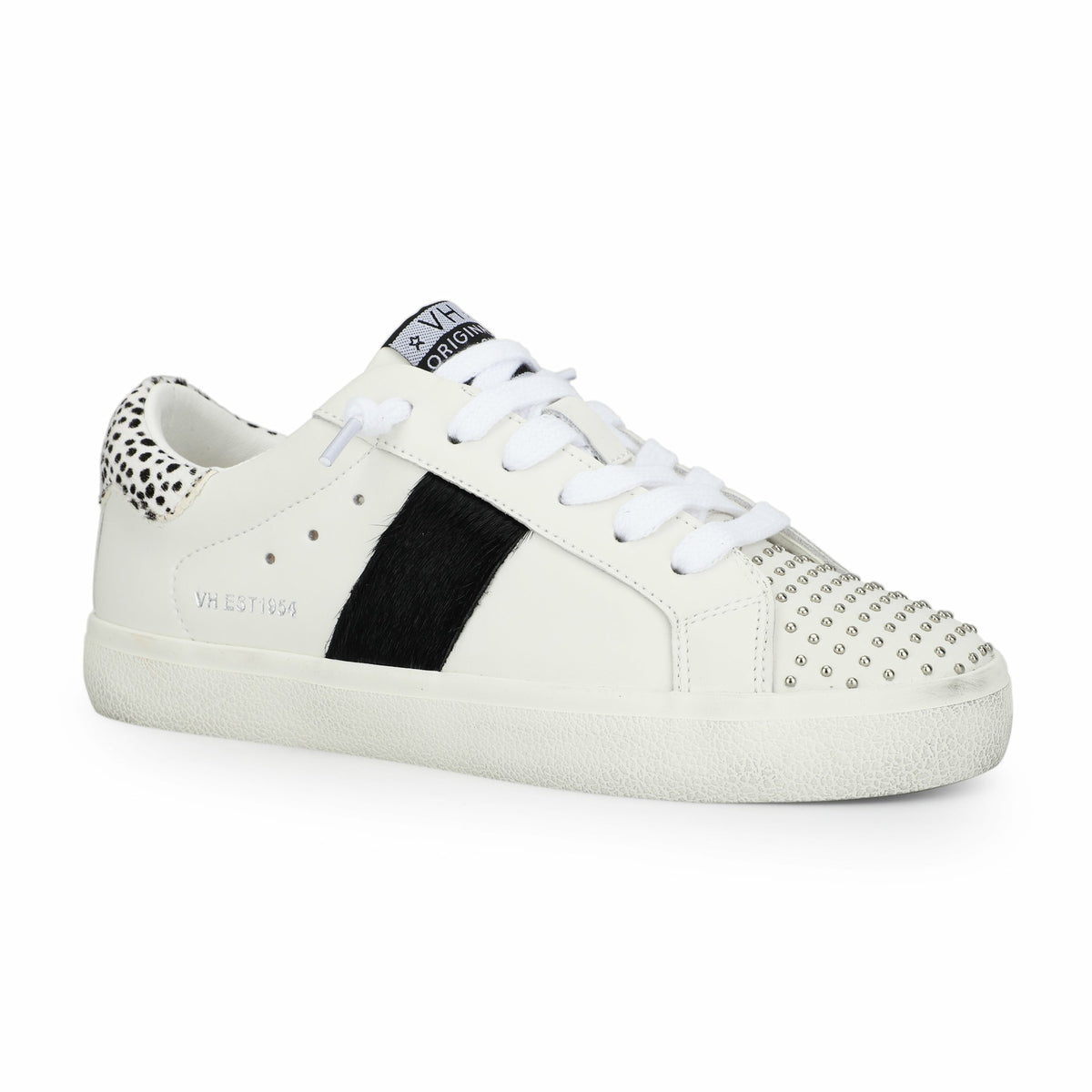 RAELYN - WHITE BLACK STUDS | Vintage Havana Shoes
