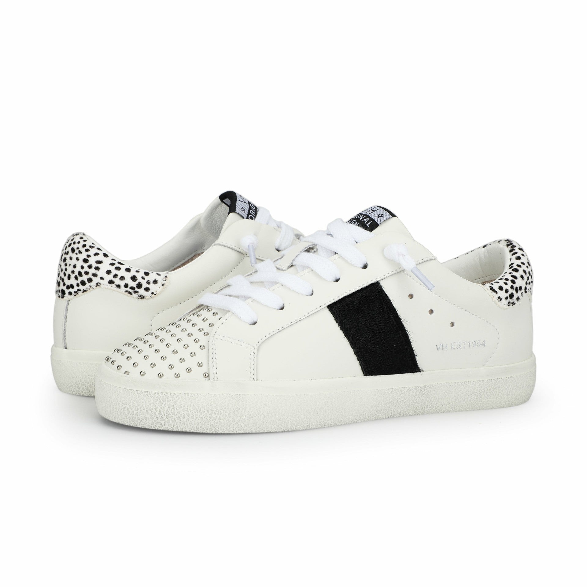 RAELYN - WHITE BLACK STUDS | Vintage Havana Shoes