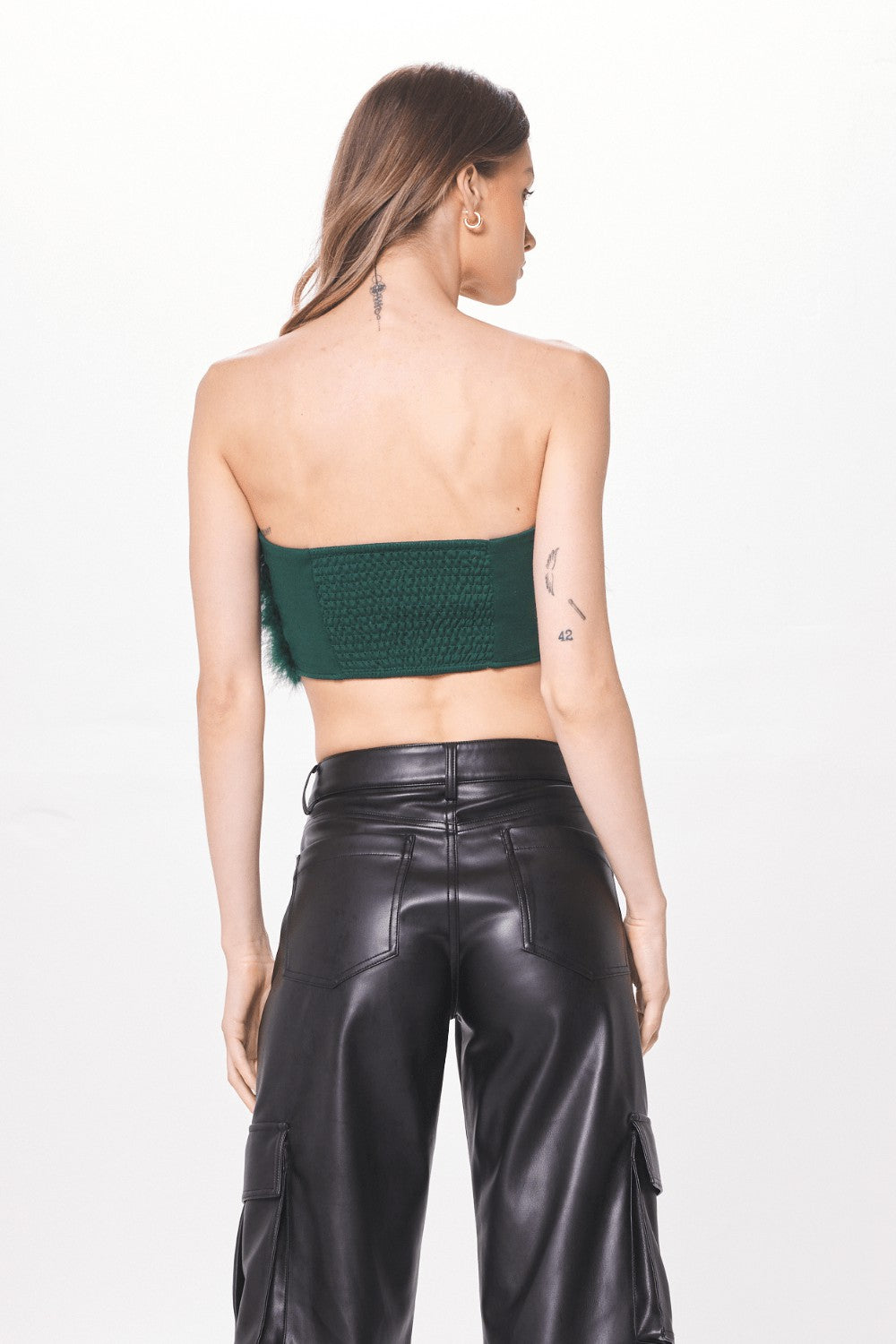 Green Feather Crop Top | Vintage Havana Clothing