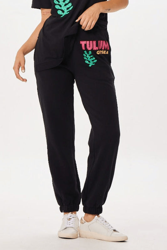 Black Tulum Jet Setter Surf Wash Jogger | Vintage Havana Women