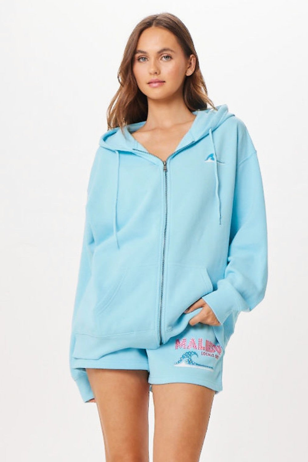 Tropical Blue Malibu Jet Setter Surf Wash Zip Up | Vintage Havana Clothing